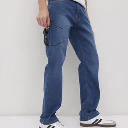 The Roadster Life Co. Men Mid-Rise Light Fade Regular Fit Stretchable Jeans-picture-4