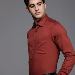 Louis Philippe Self Design Slim Fit Pure Cotton Formal Shirt-image-10