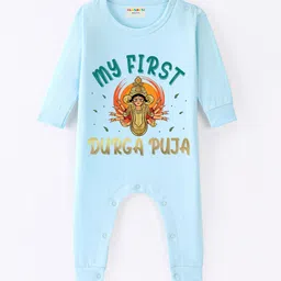 BLUSHES Infants My First Durga Puja Printed Pure Cotton Romper-picture-31