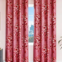 Aura Pink & Purple Set of 2 Floral Window Curtain-27