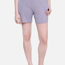 PROTEENS Women Grey Melange & Pink Printed Lounge Shorts LS003C-M-image-22