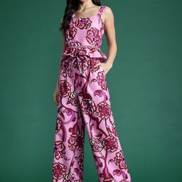 DressBerry Women Floral Printed Smocked Top with Trousers Co-Ord Set-picture-32