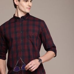 Nautica Slim Fit Checked Button-Down Collar Pure Cotton Casual Shirt-image-27