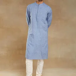 Fabindia Comfort Fit Band Collar Cotton Straight Kurta-image-68