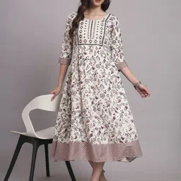 Jaipur Kurti Women Floral Embroidered A-Line Dress-image-14