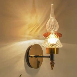 Kapoor E Illuminations Regency Brass & Black Glass Single Light Wall Lamp-image-88