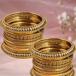 Oomph Antique Gold Bangles - Set of 32-2