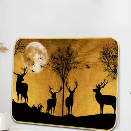 Myntra Elegant Homes Yellow Golden Moon Deer Bird & Animal Printed Wooden Wall Art-54