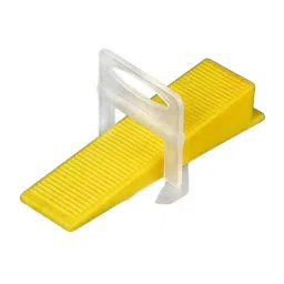 TileMaster Tile Levelling Spacer 200 Pcs Clip with 100 Wadges Non-Magnetic Durable Plastic Yellow & White 4 mm Size & 5 cm Length, TM-231-4