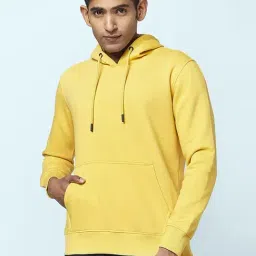 Urban Ranger by Pantaloons Butter Yellow Regular Fit Hooded Sweatshirt-picture-17