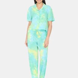 Zivame Multicolor Printed Shirt With Pyjamas-image-4