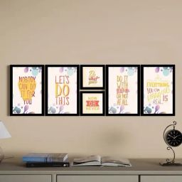 Art Street Black & Yellow Motivational Quotes Lets Do This Art Prints - Set of 6-picture-41