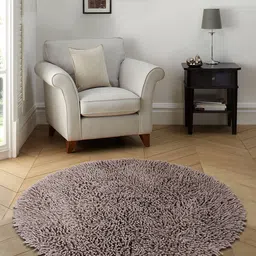 Saral Home Grey Solid Cotton Anti-Skid Shaggy Round Bath Mat-14