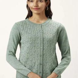 Honey by Pantaloons Green Self Pattern Sweater-picture-21