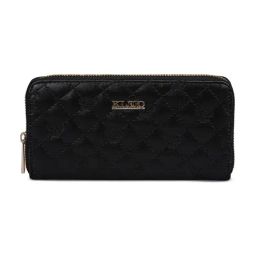 KLEIO Black Quilted Zip Around Wallet for Women-13