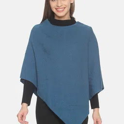 513 Women Blue & Black Solid Waterfall Shrug-5