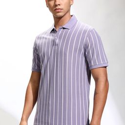 HIGHLANDER Men Striped Polo Collar Cotton Relaxed Fit T-shirt-image-17