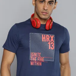 HRX By Hrithik Roshan Lifestyle Men Medieval Blue Bio-Wash Brand Carrier Tshirt-image-75