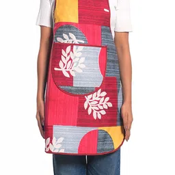 Kuber Industries 2-Pcs Pink & White Printed Waterproof Apron With Center Pocket-25