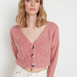 Trendyol Women Pink Solid Crop Cardigan-image-14
