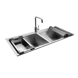 Jayna Combo 45x20 inch Satin Finish Stainless Steel Double Bowl Kitchen Sink, COMBO - 06 A-image-12