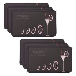 Kuber Industries 6 -Pcs Brown & Pink 240 GSM Anti-Skid Bath Rugs-6