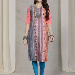 7Threads Selection Of 6 Geometric Printed Round Neck Straight Kurtas-image-30