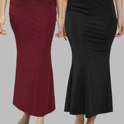N-Gal Maroon & Black Plain Saree Shapewear - Pack Of 2-picture-14