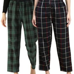 Kryptic Black & Green Cotton Relaxed Fit Printed Lounge Pants - Pack of 2-image-81