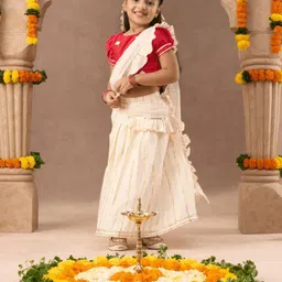 LIL DRAMA Girls Embellished Ready to Wear Lehenga & Blouse With Attached Dupatta-image-67