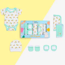 SuperBottoms Infants 6-Pcs Printed Pure Cotton Baby Apparel Gift Set-28