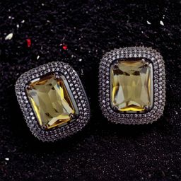 Opal Touch Crystal Studded Square Shaped Studs image 3