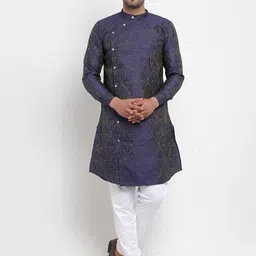 KLOTTHE Men Blue Ethnic Motifs Kurta-picture-10