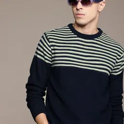 The Roadster Lifestyle Co. Striped Acrylic Pullover-image-32