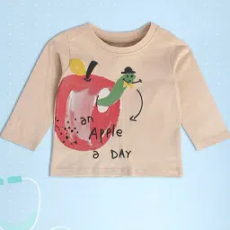 MINIKLUB Kids Beige Printed Full Sleeves T-Shirt-image-39