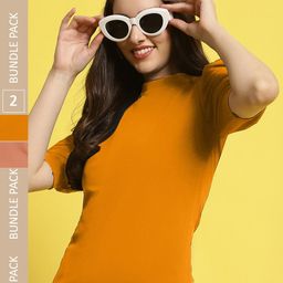 Fabflee Pack of 2 V-Neck Puff Sleeves Peplum Top-image-88