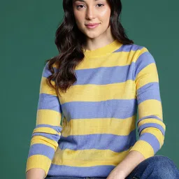DressBerry Acrylic Striped Pullover-image-93
