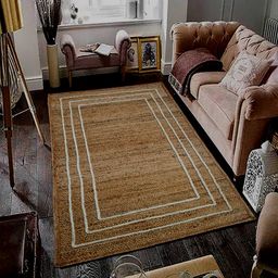 MRIC Beige & White Self Design Jute Carpet-8