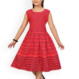 Aarika Girls Red Printed Fit and Flare Dress-picture-29
