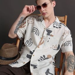 StitchX Men's Half Sleeve Cuban Collar Printed Shirt-image-59