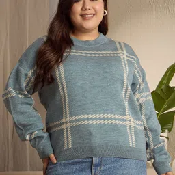 Berrylush Curve Women Plus Size Striped Round Neck Pullover-picture-38