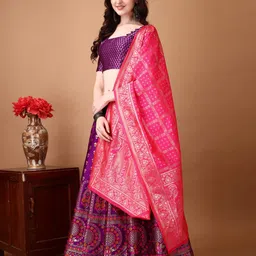 SWAMI STUDIO Ready to Wear Lehenga & Unstitched Blouse With Dupatta image 1