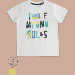 Pantaloons Junior Yellow & White Cotton Printed T-Shirt (Pack of 2)-picture-43