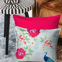 HOUZZCODE Multicoloured Set of 2 Floral Square Cushion Covers-6