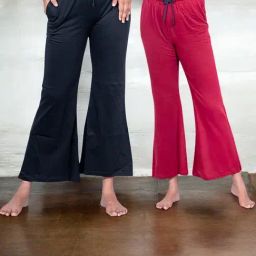 Kryptic Maroon & Black Cotton Relaxed Fit Lounge Pants - Pack of 2-image-93