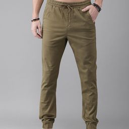 Roadster Men Olive Green Slim Fit Pure Cotton Joggers-image-63