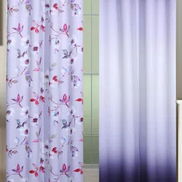 Myntra Elegant Homes Lavender & Red Set of 2 Floral Black Out Long Door Curtain-16