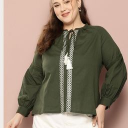 Sztori Plus Size Embroidered Cotton Linen Top-image-39
