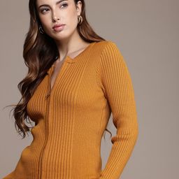 French Connection Self Striped Pure Cotton Cardigan-image-4