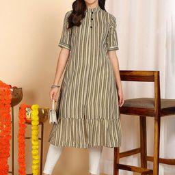 Moda Rapido Women Striped Daily Cotton A-Line Kurtas-picture-16